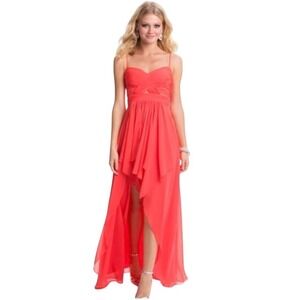 Hailey Logan Adrianna Papell Neon Homecoming‎ Dress Size 7/8 Ruched Chiffon